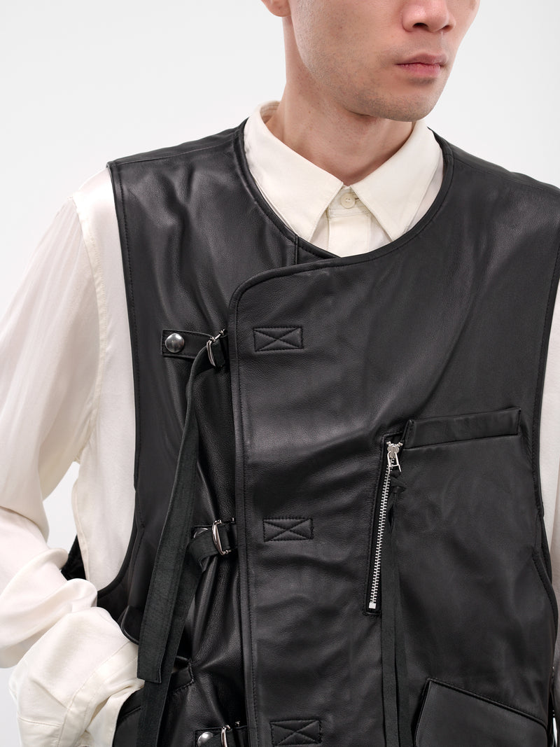 Black Lamb Leather Cinch Vest (25A0290-BLACK)