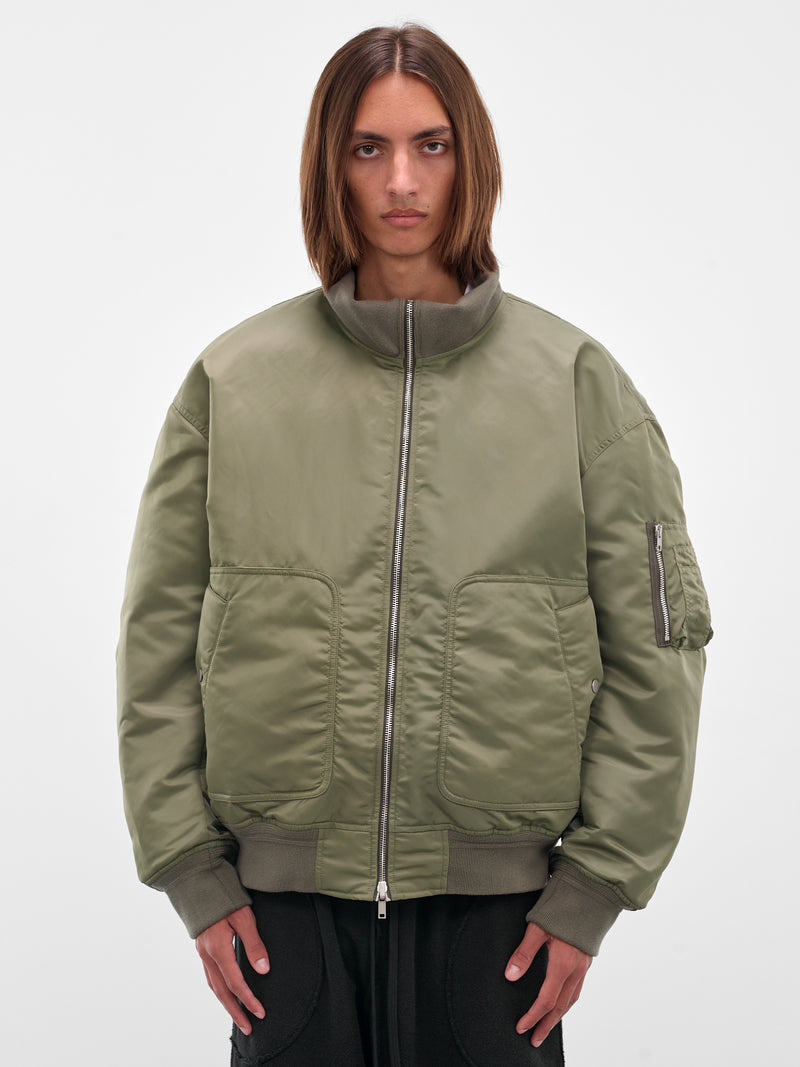 Green Double Layer Bomber Jacket (25A96MRU14-ARMY-GREEN)