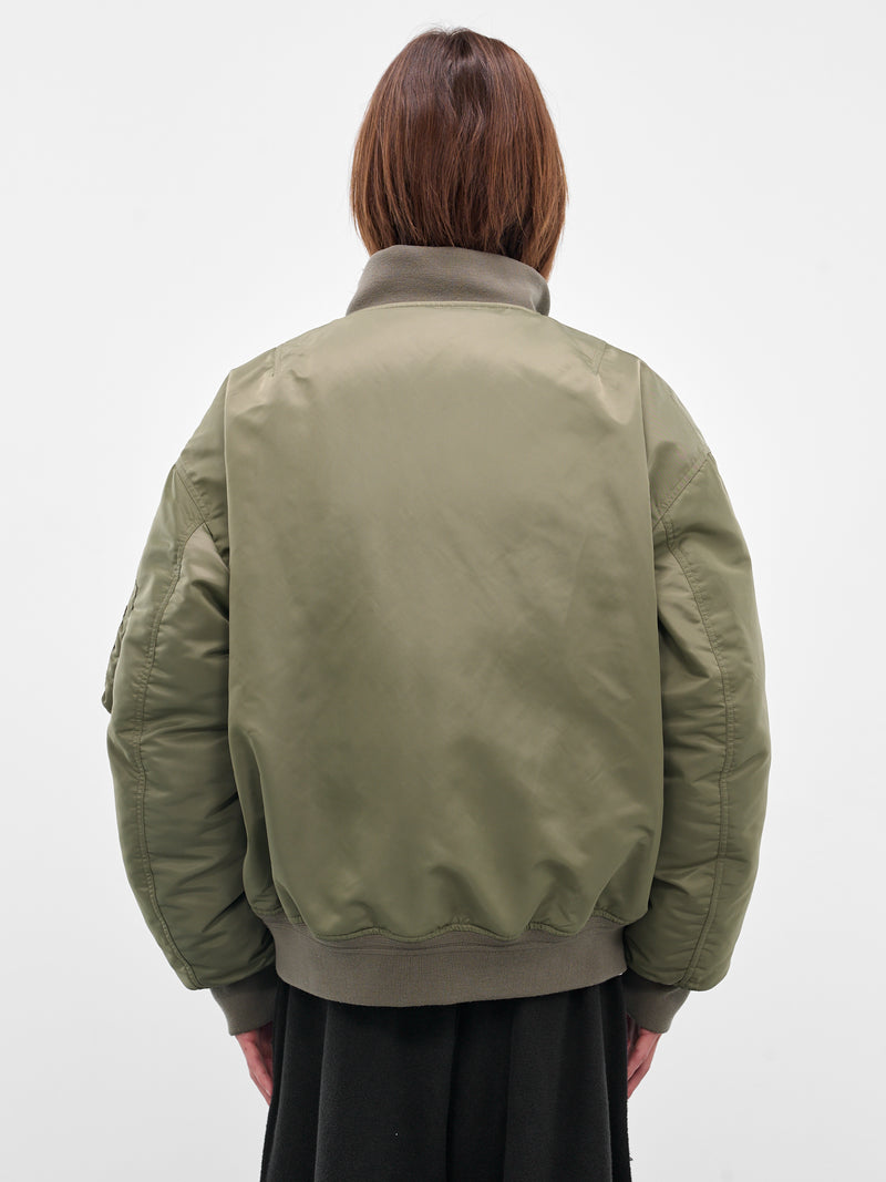 Green Double Layer Bomber Jacket (25A96MRU14-ARMY-GREEN)
