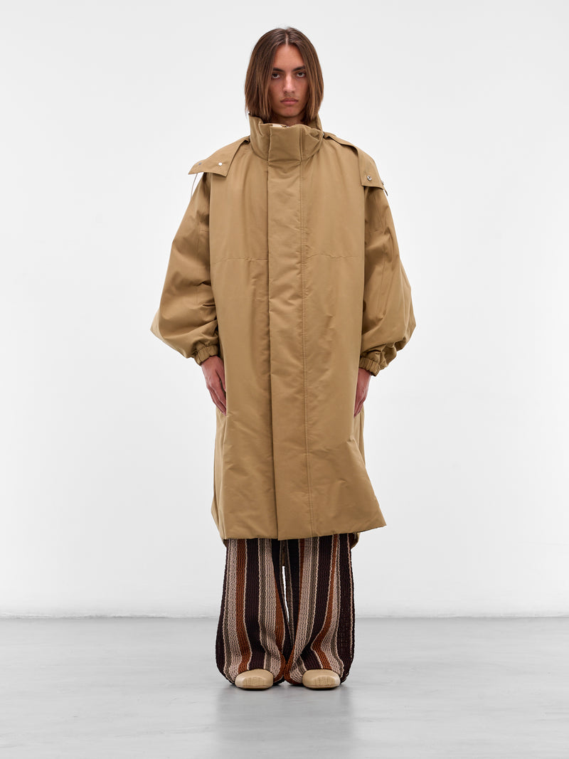 Beige Oversized Padded Raincoat (25A96MRU26-CARAMEL)
