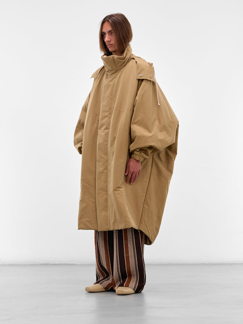 Beige Oversized Padded Raincoat (25A96MRU26-CARAMEL)