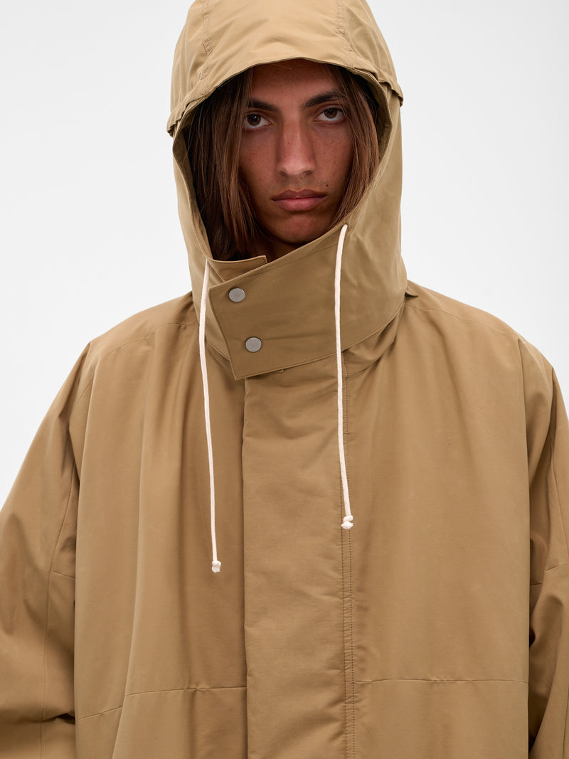 Beige Oversized Padded Raincoat (25A96MRU26-CARAMEL)