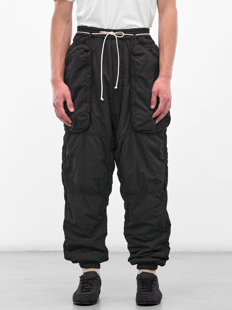 Black Cotton Padded Utility Trousers (25A96MRU47-BLACK)