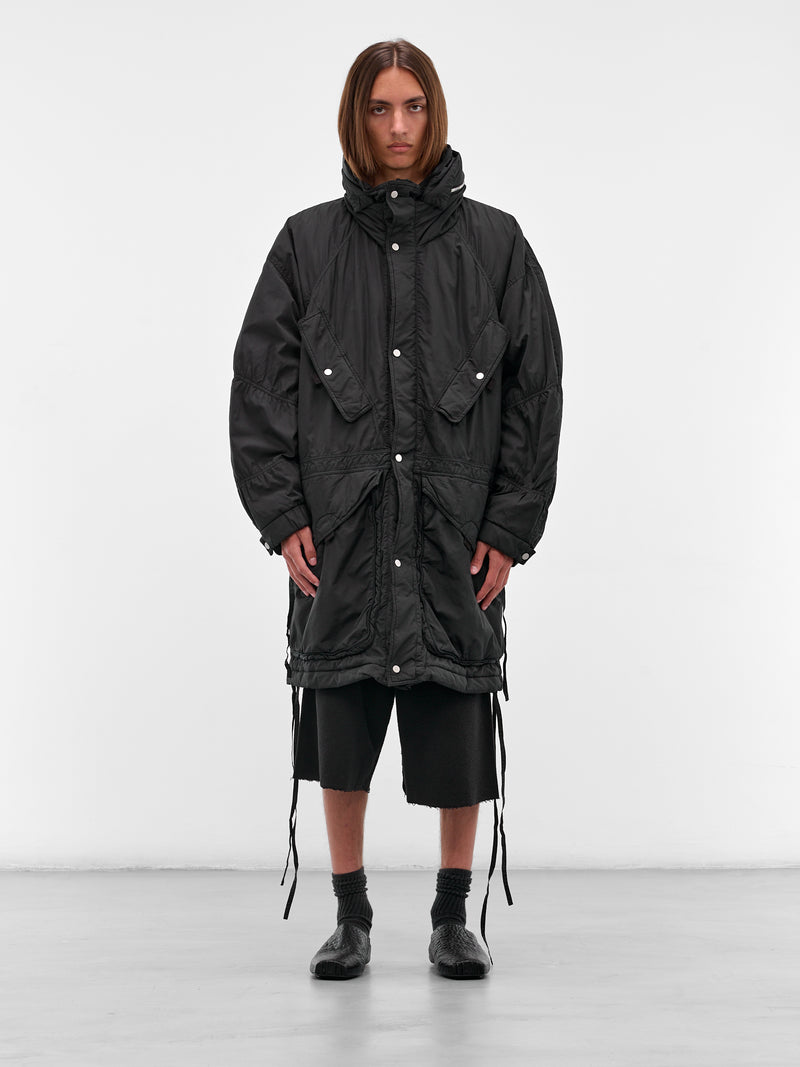 Black Oversized Hooded Parka Coat (25A96MRU53-BLACK)