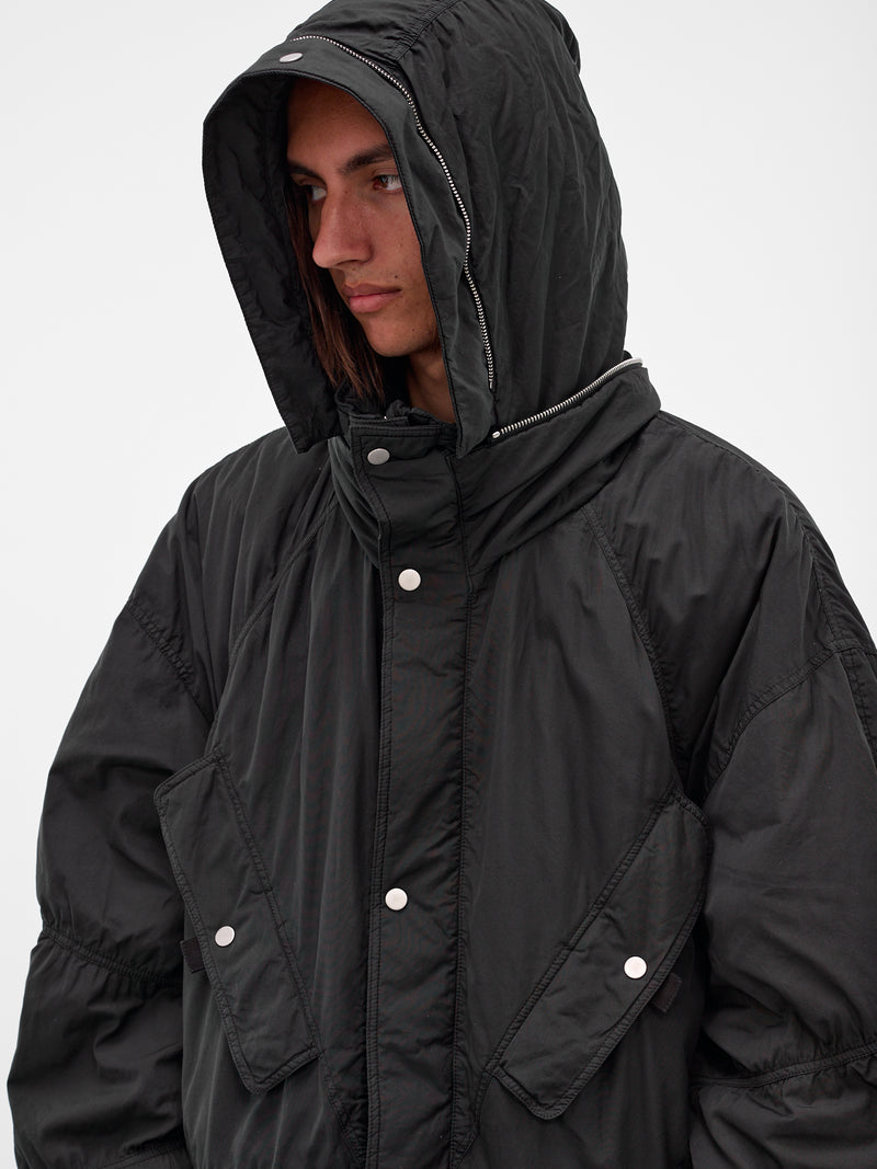 Black Oversized Hooded Parka Coat (25A96MRU53-BLACK)