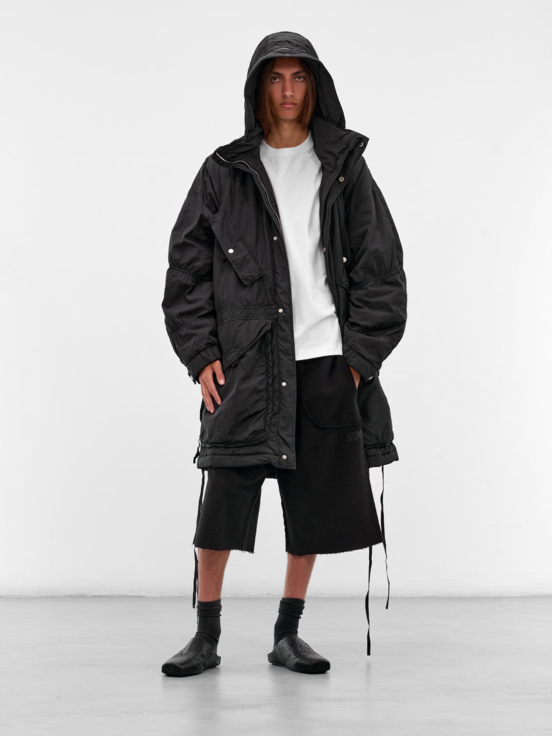 Black Oversized Hooded Parka Coat (25A96MRU53-BLACK)