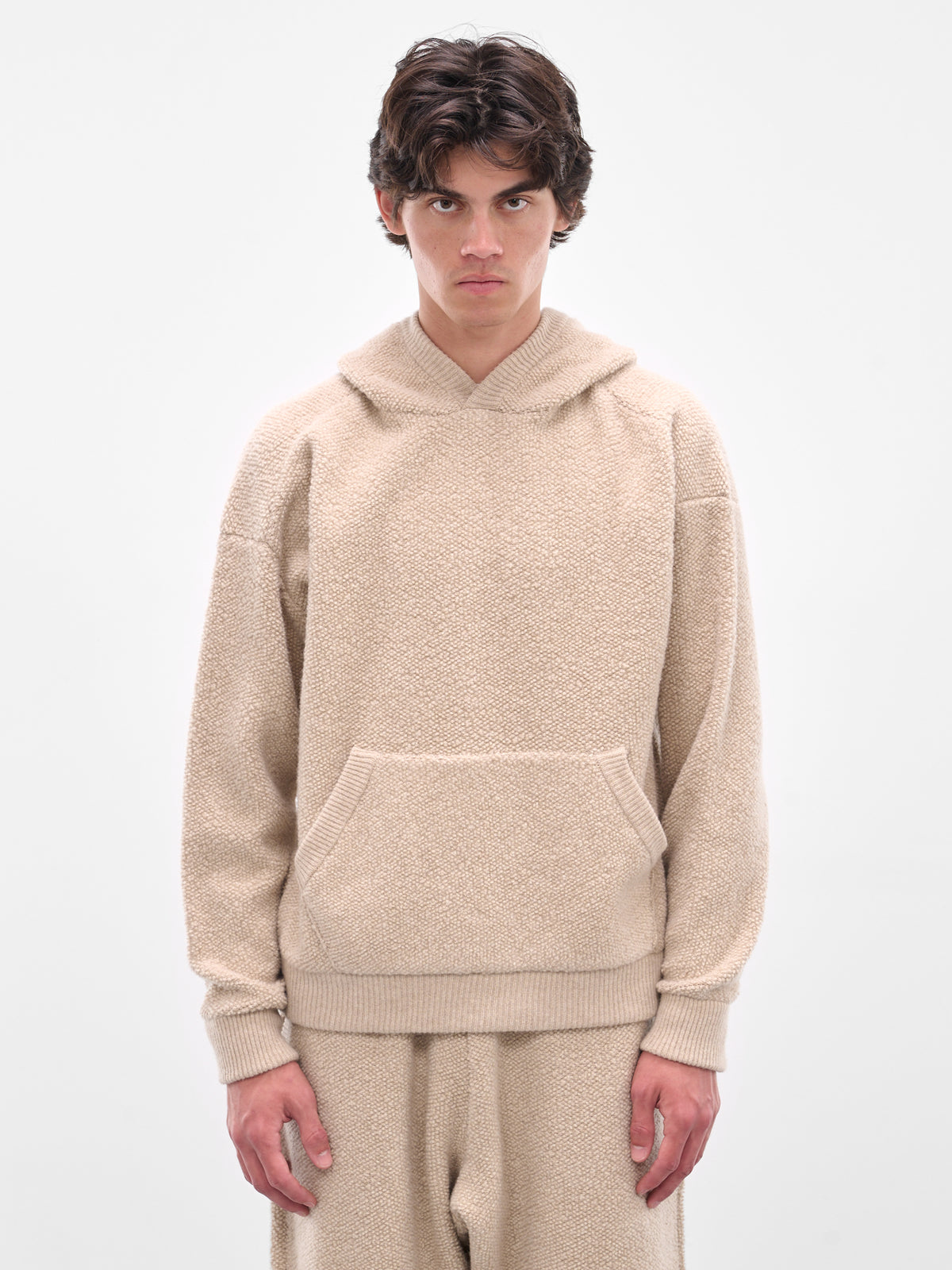 Beige Wool Boucle Fleece Hoodie (25A96MUK09-DUNE)