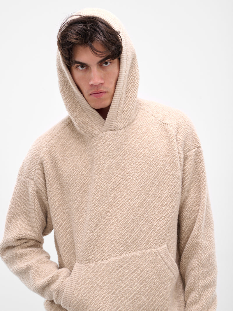 Beige Wool Boucle Fleece Hoodie (25A96MUK09-DUNE)