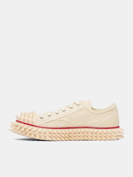 White Canvas Spiky Sneakers (25AW75FT62-IVORY)