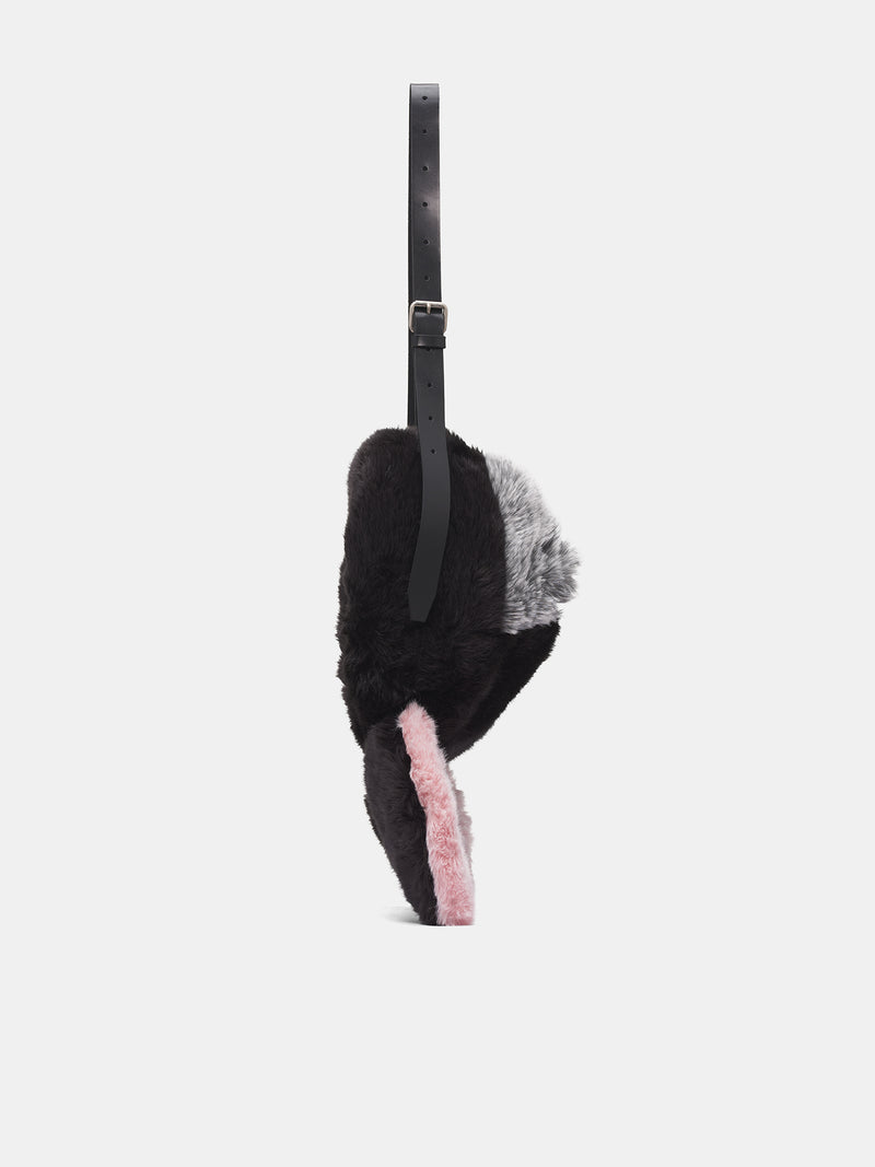 Black Rabbit Head Plush Bag (25AW81BG71-BLACK)