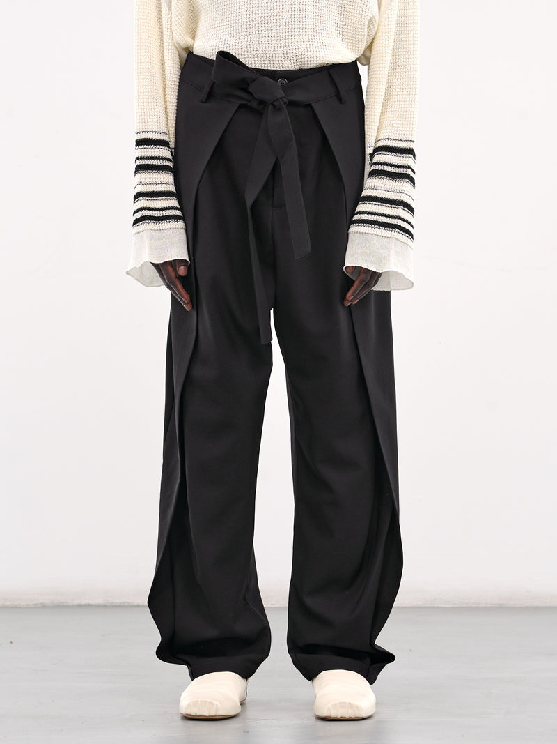 Wool Wrap Pants (25E96MXR07-999-BLACK)