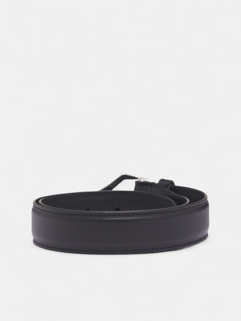 Black Leather Spike Buckle Belt (25F10AC00679016-BLACK)