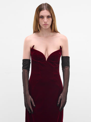 Black Sheer Mesh Long Gloves (25F10GA0009572-BLACK)