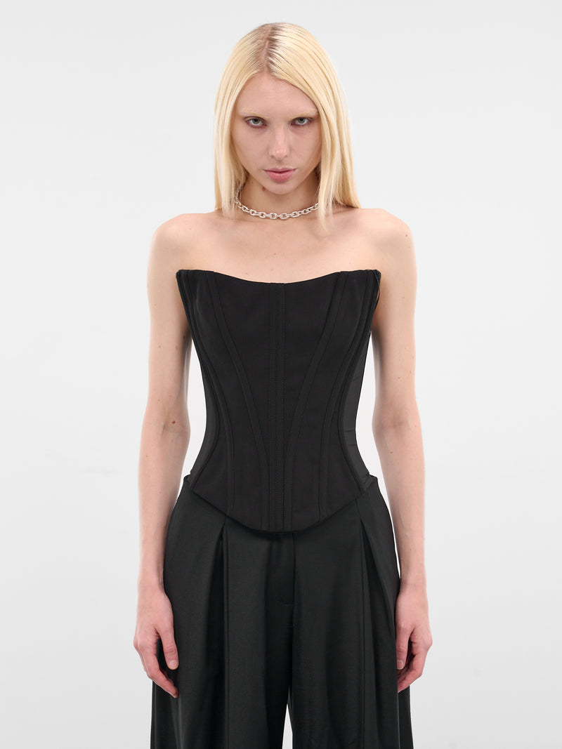 Black Tailored Bustier Corset (25F1CT0119196-CT0119-BLACK)