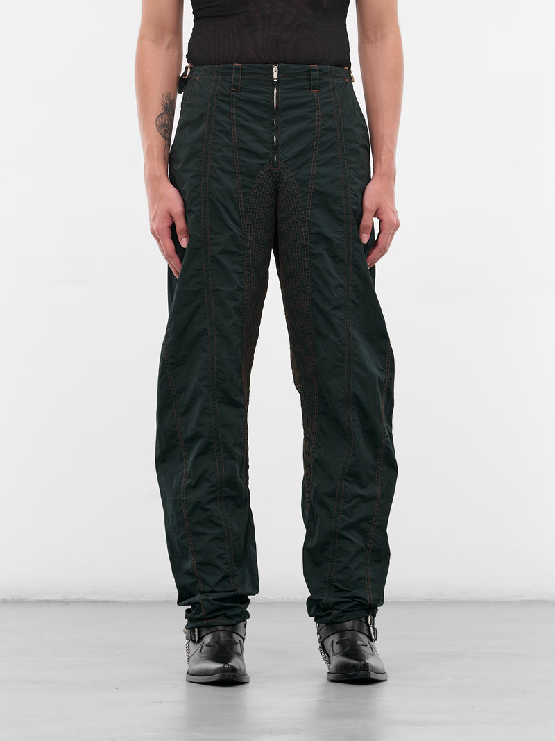 Gray Satin Nylon Stitched Pants (25F1PA0506888-PA0506-SLATE-GRE)