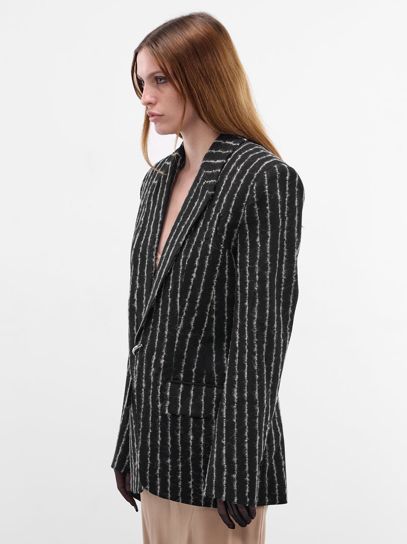 Black Tailored Pinstripe Blazer (25F1VE0472198-BLACK)