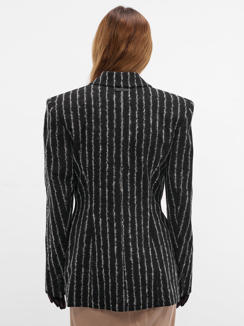 Black Tailored Pinstripe Blazer (25F1VE0472198-BLACK)
