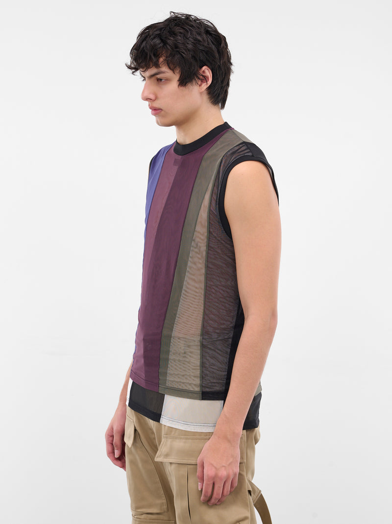 Sheer Patchwork Mesh Tank Top (25F3T00822891-ULTRABLUE-BLACK)