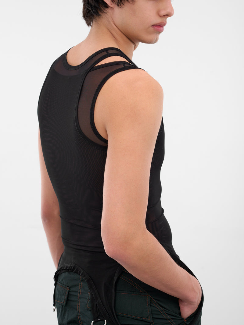 Black Layered Sheer Mesh Tank (25F3TS0123891-BLACK)