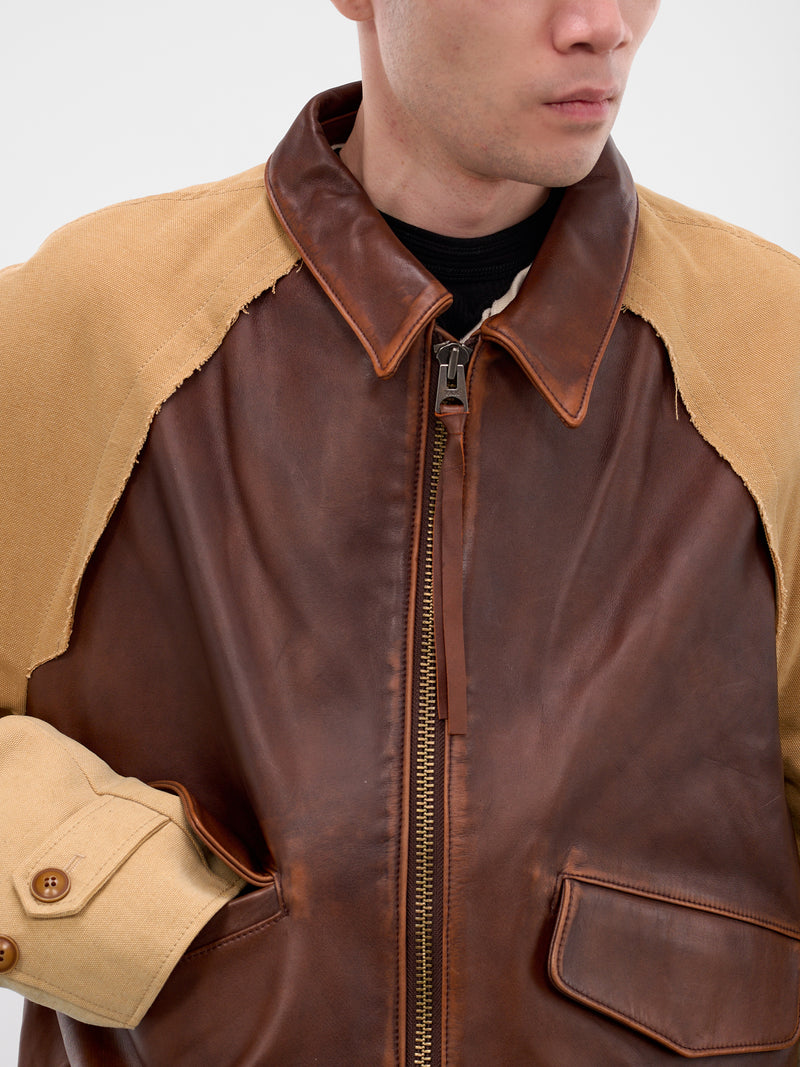 Brown Deconstructed Vintage Leather Jacket (25FW-JK-11-BROWN)