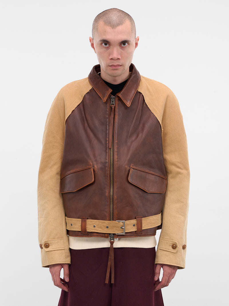Brown Deconstructed Vintage Leather Jacket (25FW-JK-11-BROWN)