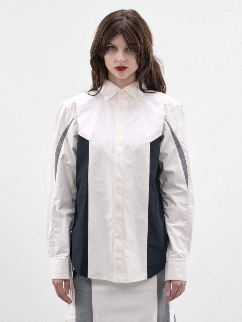 White Paneled Hooded Shirt (26-04-U-ST078-W129-WHITE-NAVY)