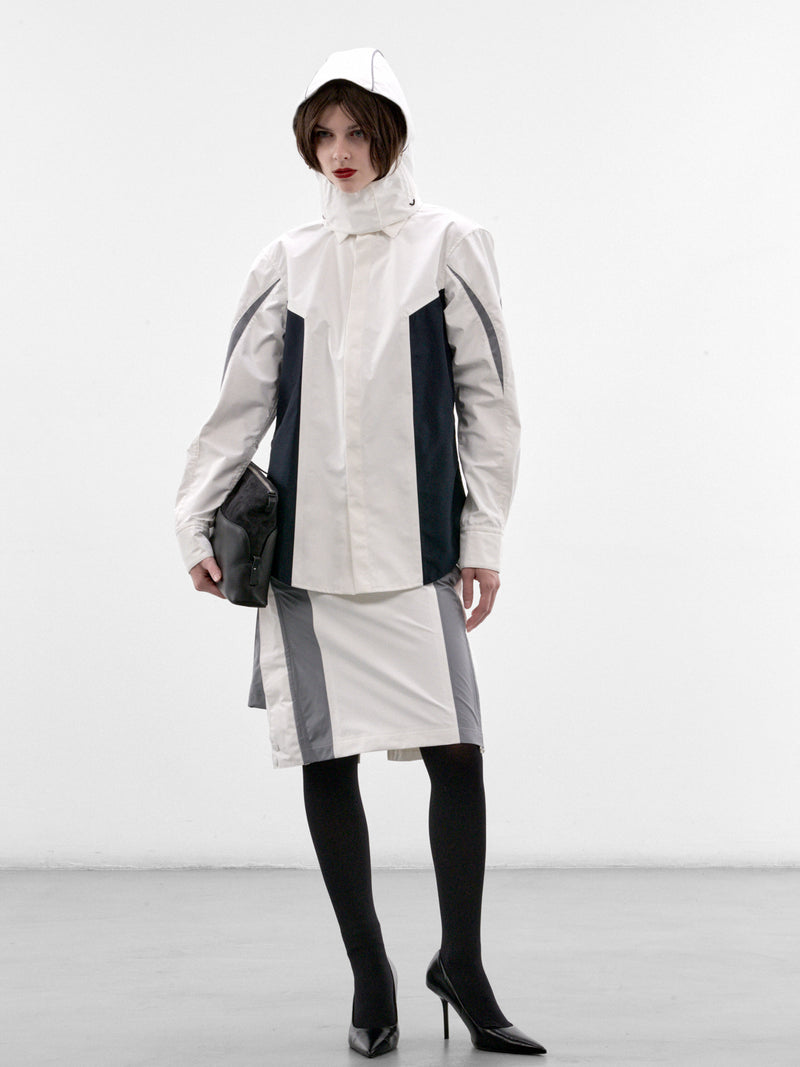 White Paneled Hooded Shirt (26-04-U-ST078-W129-WHITE-NAVY)