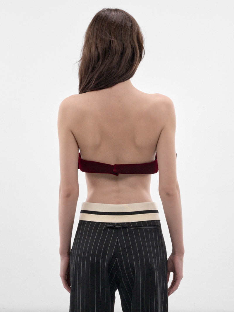 Burgundy Nylon Bow Bra (26-04-W-BR022-W086-BURGUNDY)