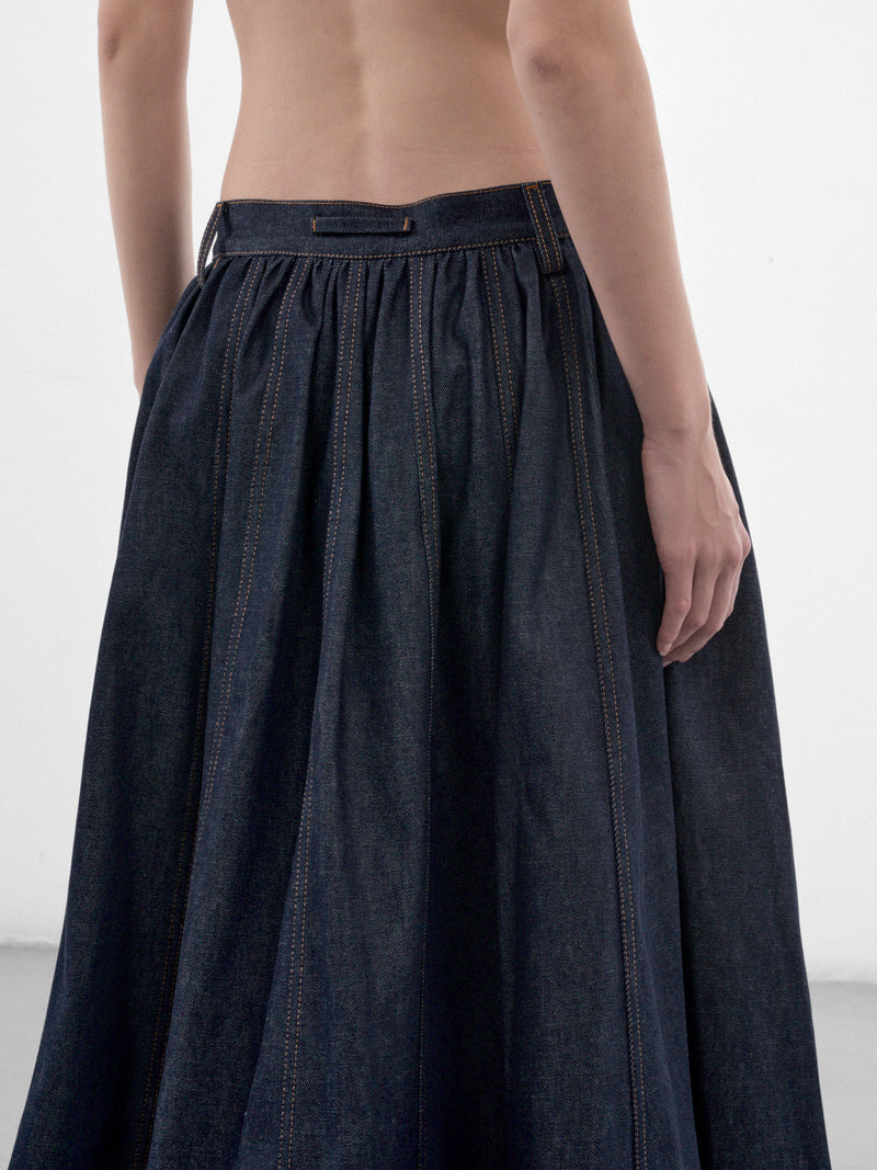 Indigo Voluminous Denim Skirt (26-04-W-SK069-D032-INDIGO)