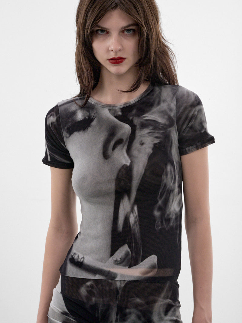 Smoking Women Mesh Baby Tee (26-04-W-TO559-M031P-MULTI)