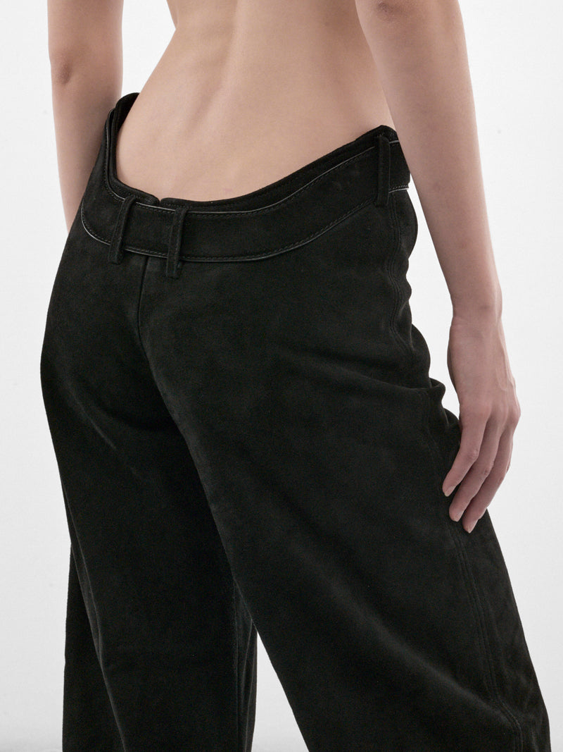 Black Suede Belted Pant (26-04-W-TR182-L061-BLACK)