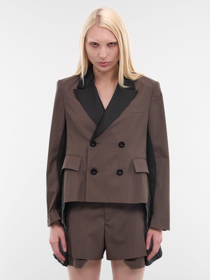 Hybrid Suiting Wool x Denim Blazer (26-08434-546-TAUPE-BLACK)