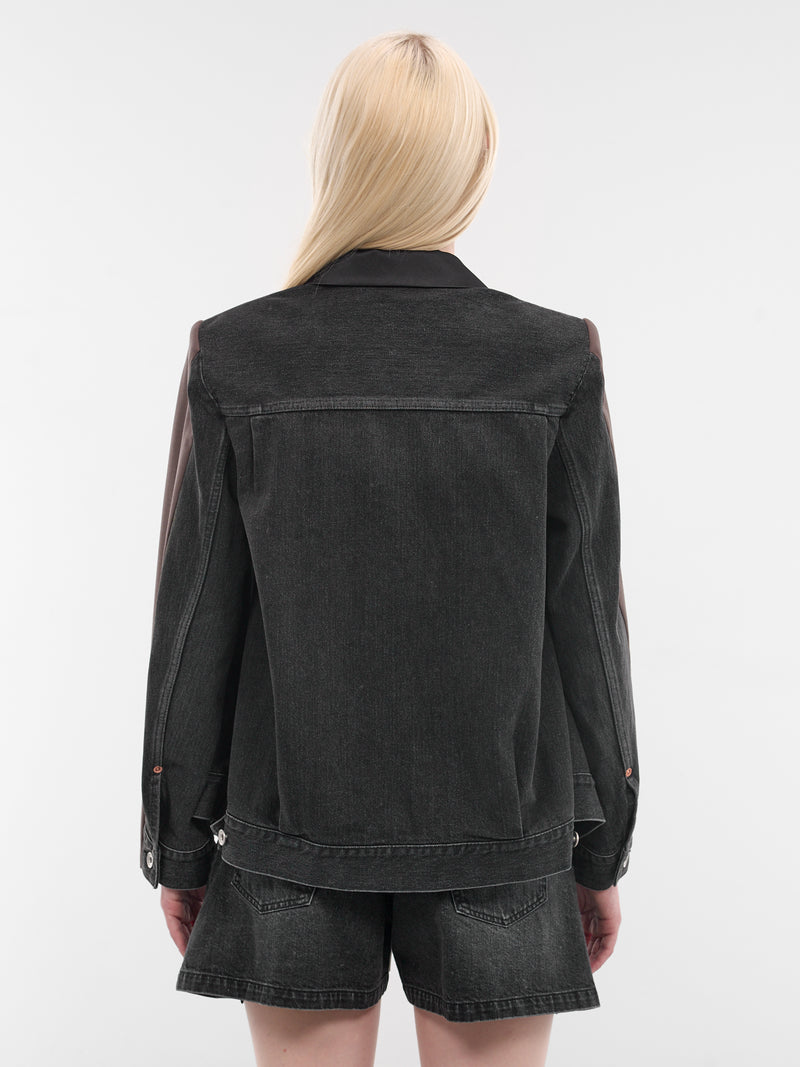 Hybrid Suiting Wool x Denim Blazer (26-08434-546-TAUPE-BLACK)