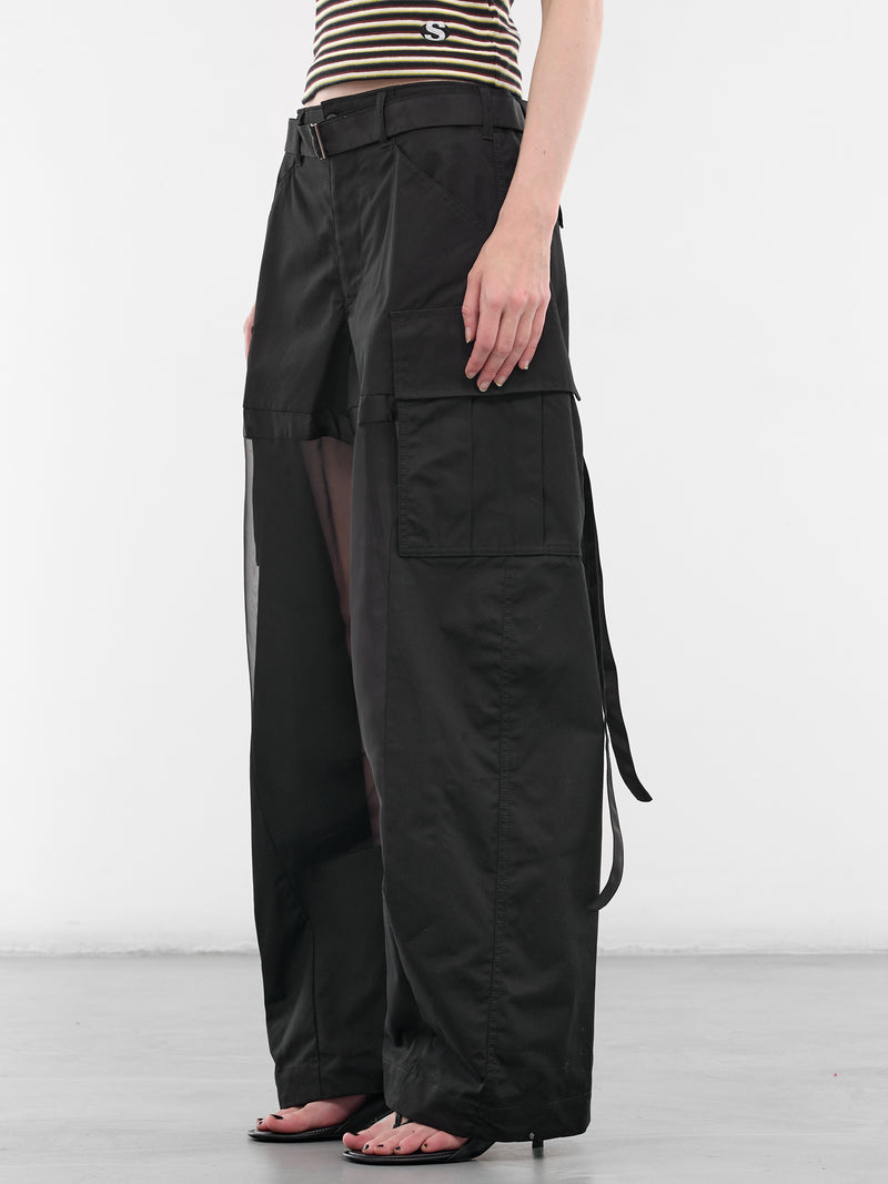 Black Cotton Paneled Baggy Trousers (26-08441-001-BLACK)
