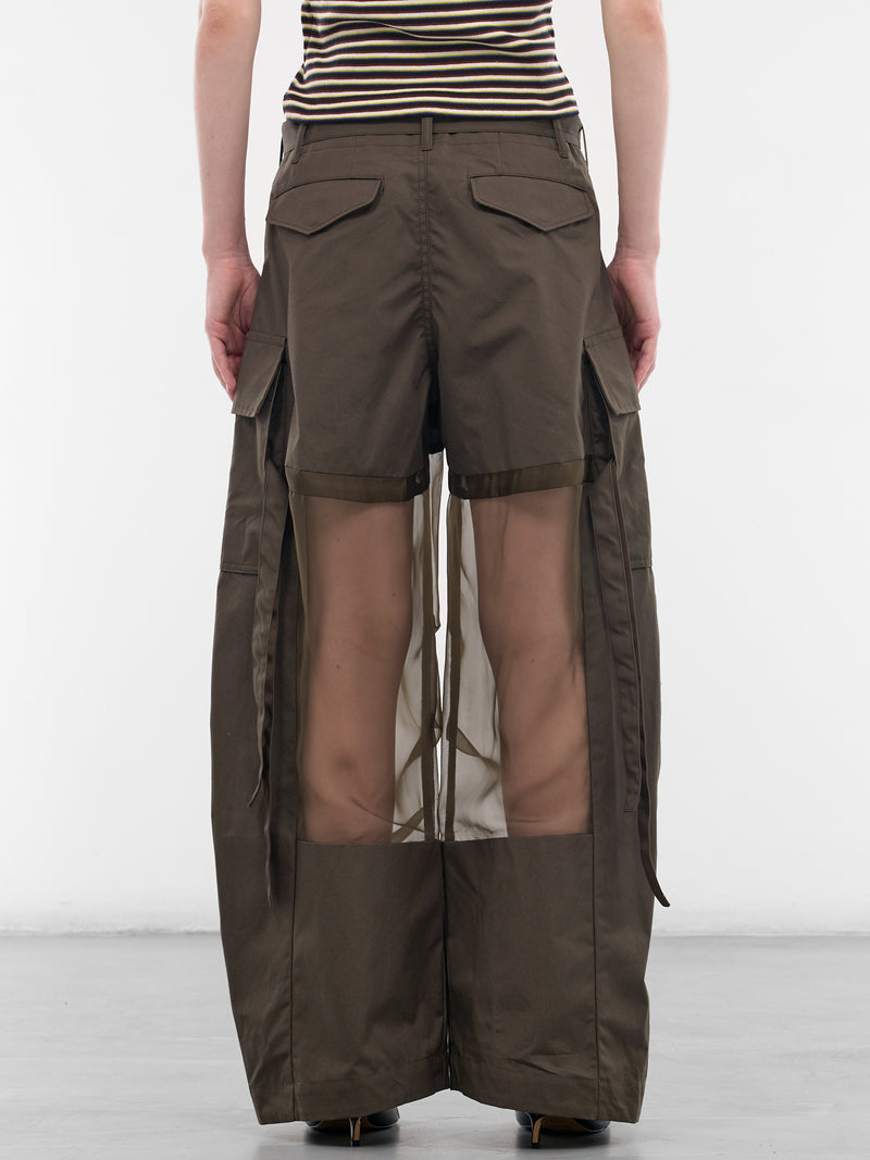 Khaki Cotton Paneled Baggy Trousers (26-08441-531-DARK-KHAKI)