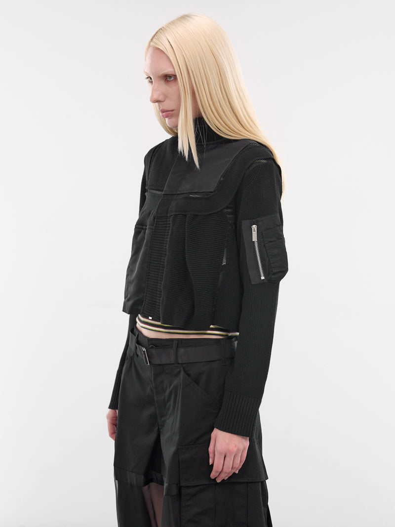 Nylon x Knit Hybrid Bomber Jacket (26-08452-001-BLACK)