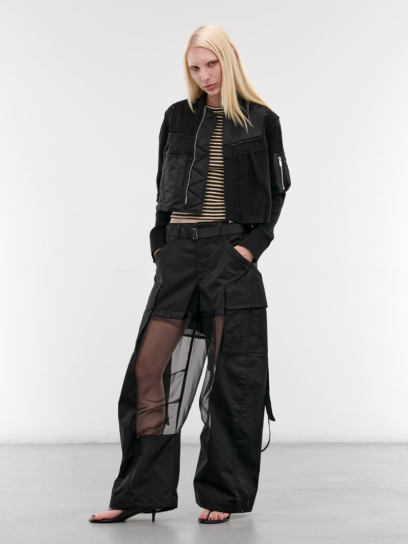 Black Cotton Paneled Baggy Trousers (26-08441-001-BLACK)