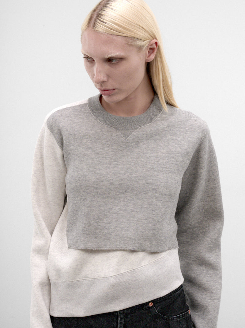 Gray Sponge Sweat Pullover ((26-08683-378-LIGHT-GREY-OFFWHI))