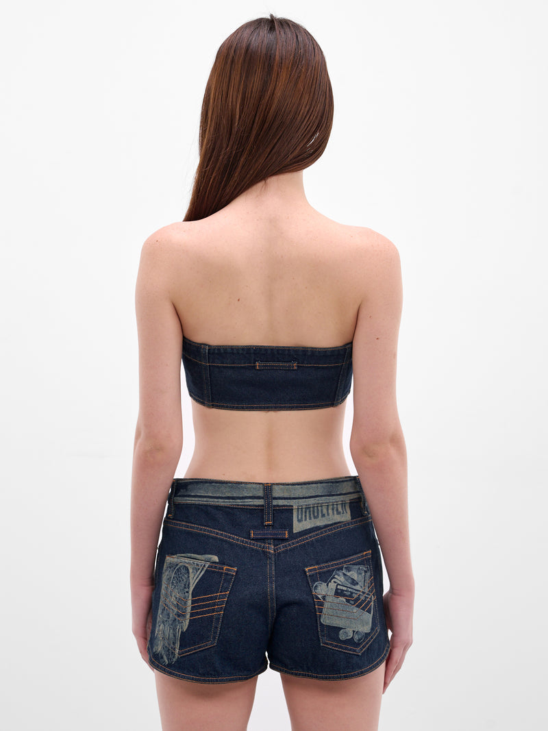 Blue Trompe L'oeil Denim Bandeau (26/01-W-BR014-D027-57-BLUE-VIN)