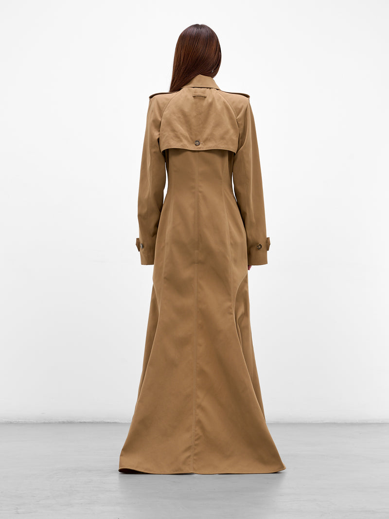 Beige Cut-Out Flared Trench Coat (26/01-W-OU025-W057-68-BEIGE)