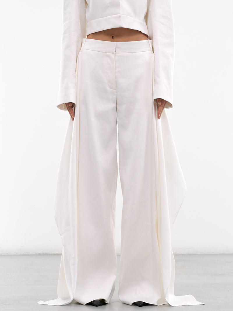 White Wide Release Linen Trousers (26015044-WHITE)