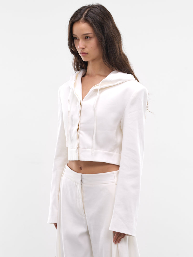 White Noa Linen Hoodie (26016050-WHITE)