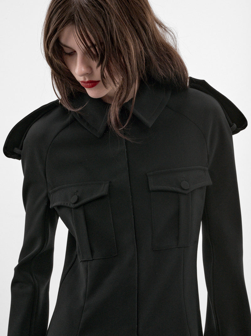Black Military Shirt (26/04-W-ST069-W124-00-BLACK)