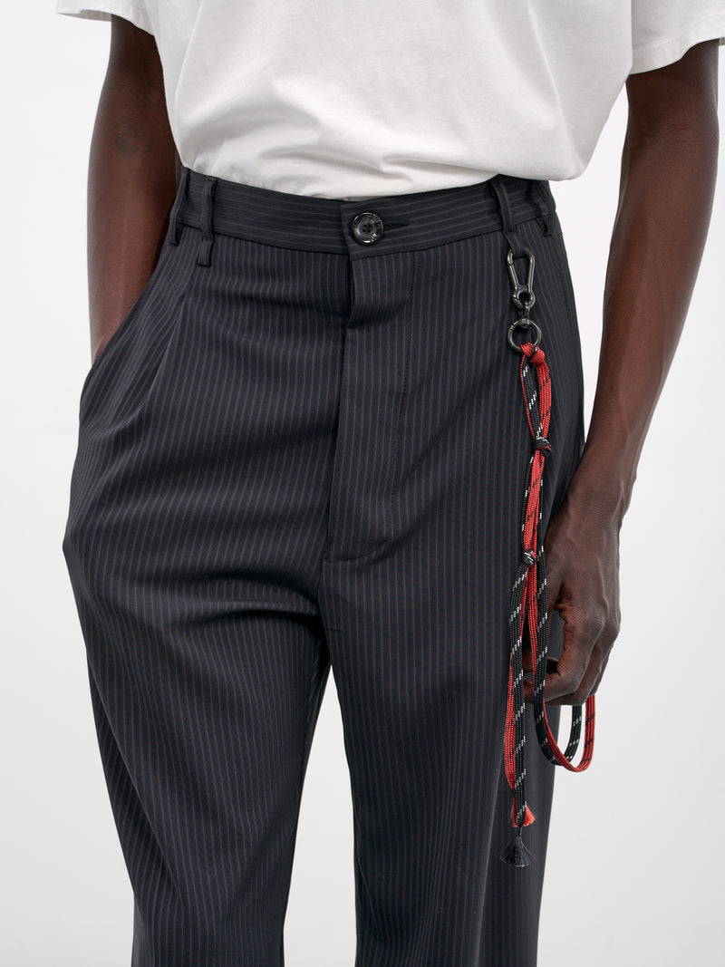 Navy Pleated Pinstripe Tailored Pants (261-MPT084-NAVY)