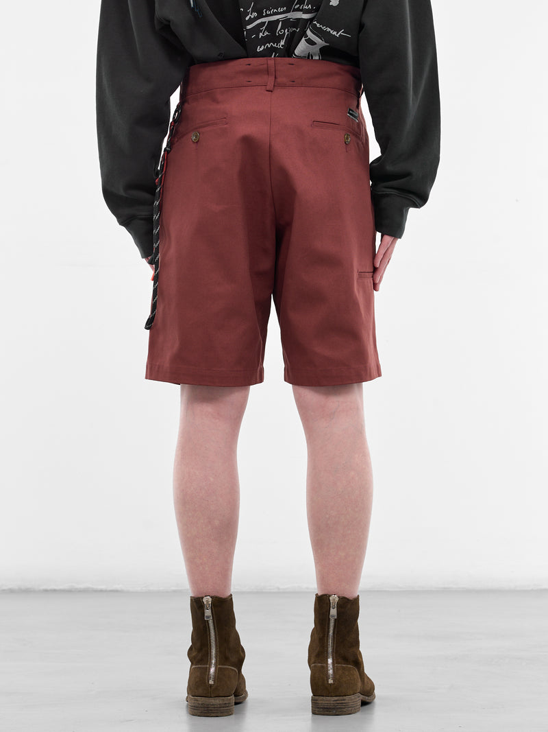 Red Pin Stitch Knee Shorts (261-MST056-RED)