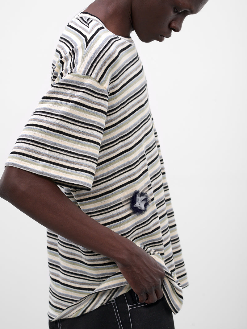 Striped Knit Oversized Boxy Tee (261-MTS033-MULTI)