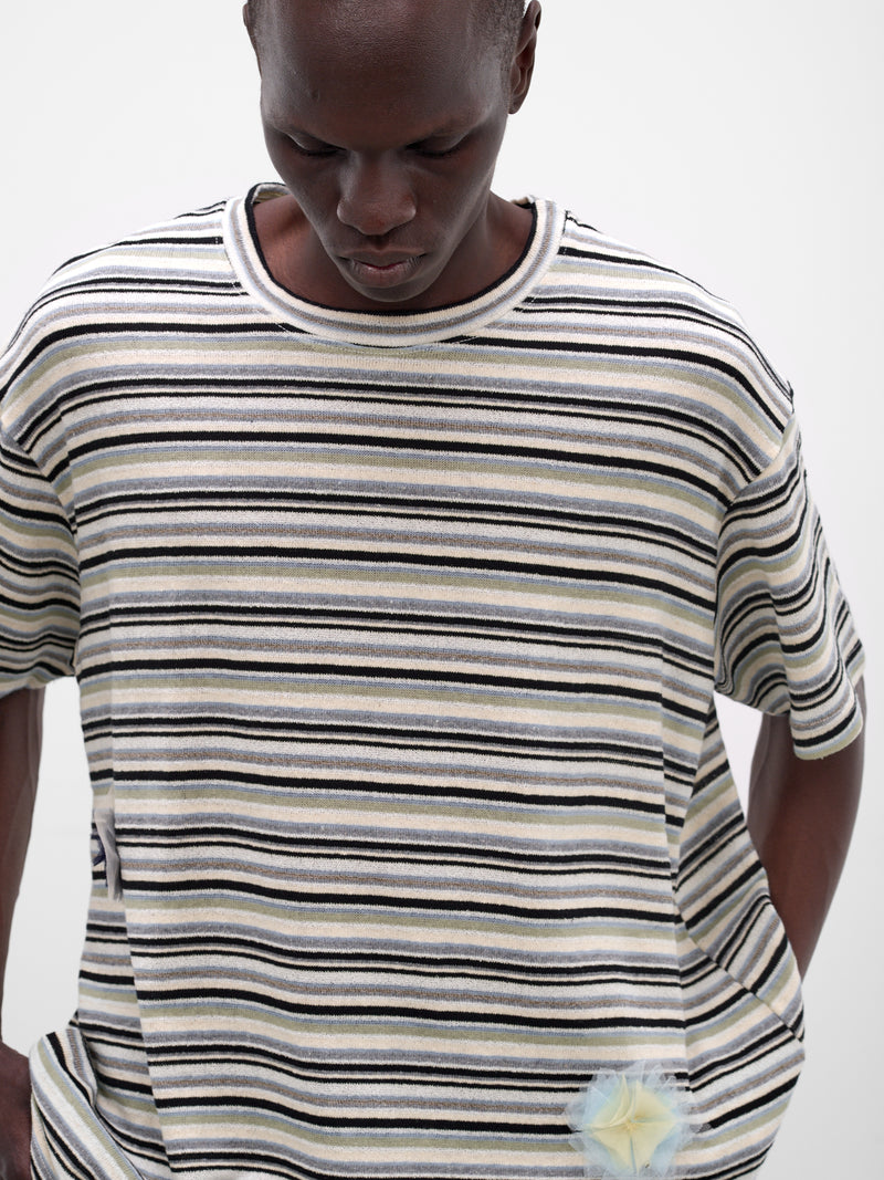 Striped Knit Oversized Boxy Tee (261-MTS033-MULTI)