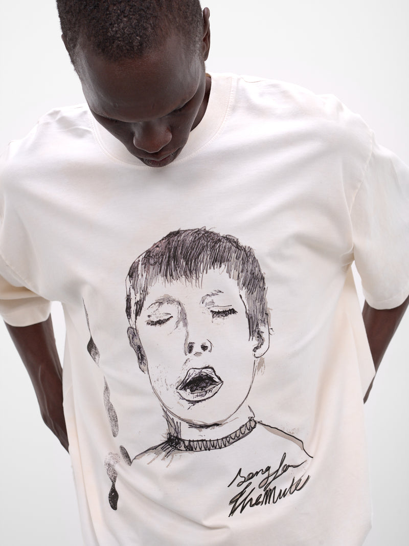 White 'Yawning Kid' Gym Tee (261-MTS036P10-OLD-WHITE)