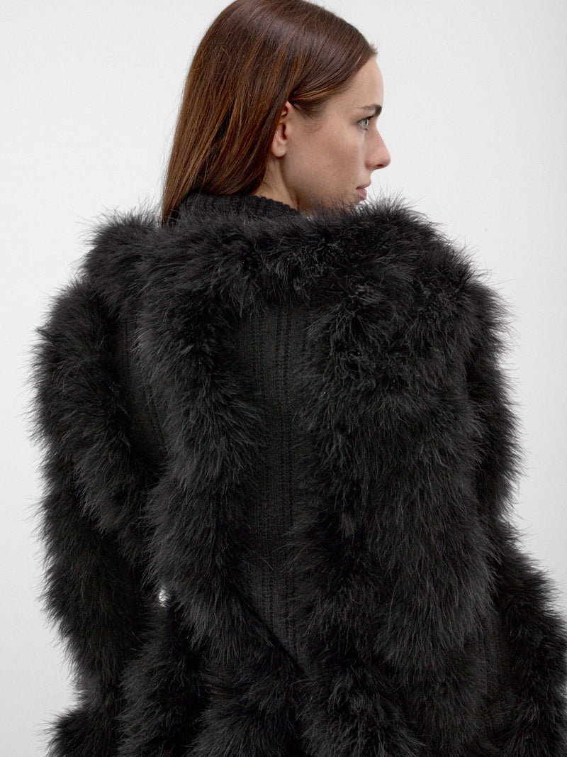 Black Long Fur Cardigan Coat (261WCC00100-BLACK)