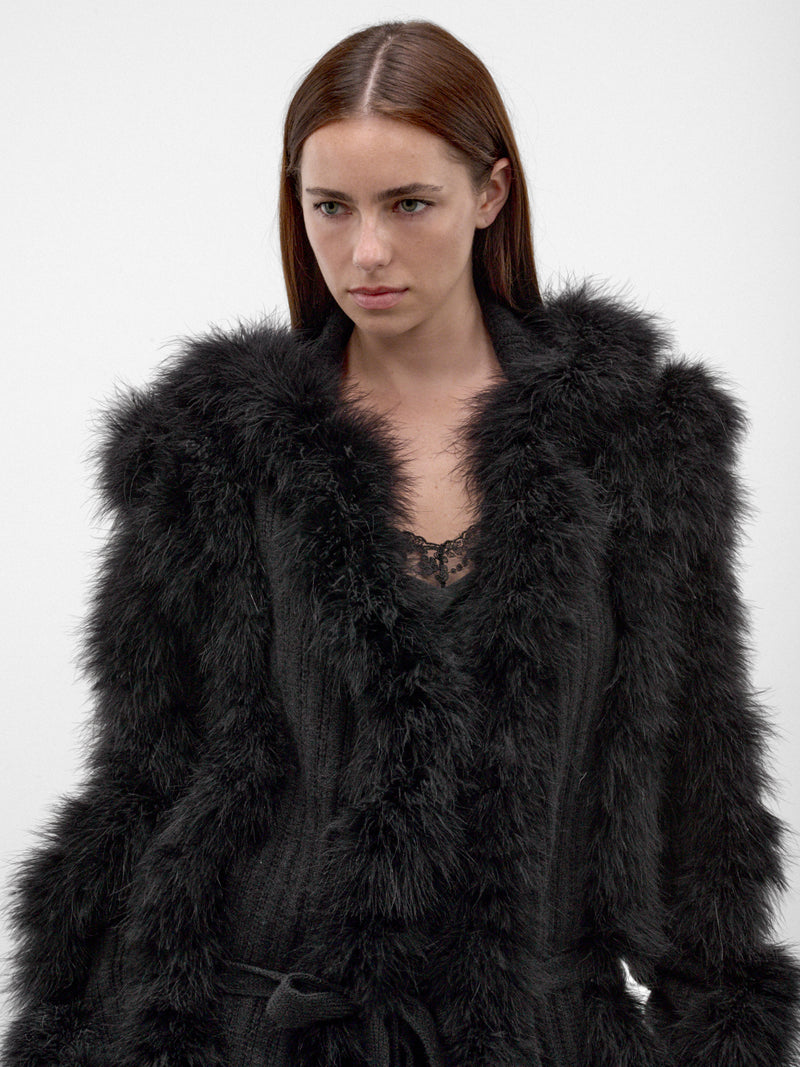 Black Long Fur Cardigan Coat (261WCC00100-BLACK)